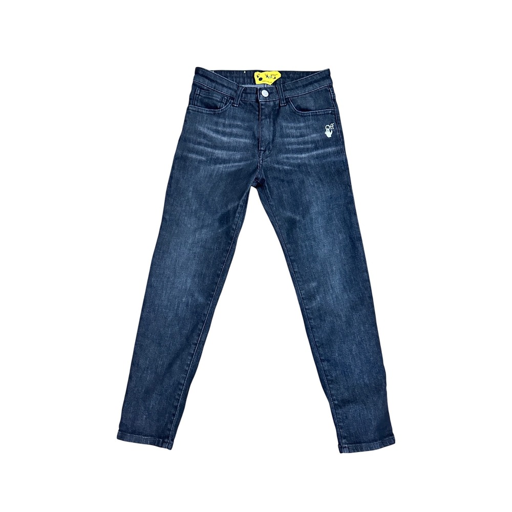 Off-White Kids Dark Grey Diagonal Stripe Slim Jeans Size 10 BYA002F21DEN003